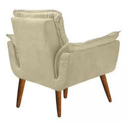 Kit 2 Poltronas Decorativas Opala com Puff Redondo Bege - Visa Decor - 5