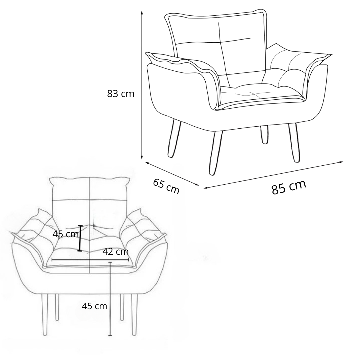Kit 2 Poltronas Decorativas Opala com Puff Redondo Bege - Visa Decor - 6