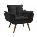 Ver imagem 2 de Kit 2 Poltronas Decorativas Opala com Puff Redondo Preto - Visa Decor
