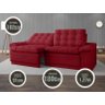 Sofá Confort 1,80m Assento Retrátil e Reclinável Velosuede Vermelho - NETSOFAS - 4