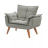 Kit 2 Poltronas Decorativas Opala com Puff Redondo Cinza - Visa Decor - 3