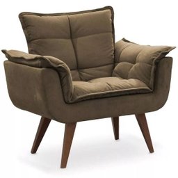 Kit 2 Poltronas Decorativas Opala com Puff Redondo Marrom - Visa Decor - 2