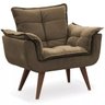 Kit 2 Poltronas Decorativas Opala com Puff Redondo Marrom - Visa Decor - 2