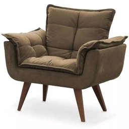 Kit 2 Poltronas Decorativas Opala com Puff Redondo Marrom - Visa Decor - 3