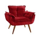 Ver imagem 2 de Kit 2 Poltronas Decorativas Opala com Puff Redondo Vermelho - Visa Decor