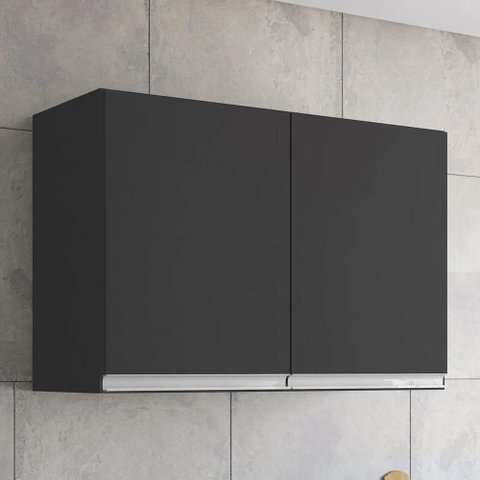 Armário de Cozinha Aéreo 80cm com 2 Portas Andréia Preto - Ajl Móveis