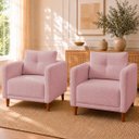 Ver imagem 1 de Kit 2 Poltronas Decorativas Aviv para Sala Escritório Recepção Luxo Tecido Bouclé Rosê