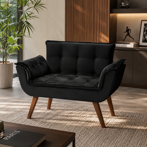 Poltrona Namoradeira Opala Plus Preto - Visa Decor
