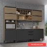 Cozinha Completa Planejada Compacta 5 Peças 11 Portas 3 Gavetas 10 Nichos Marrom Madeira Cinza - 1