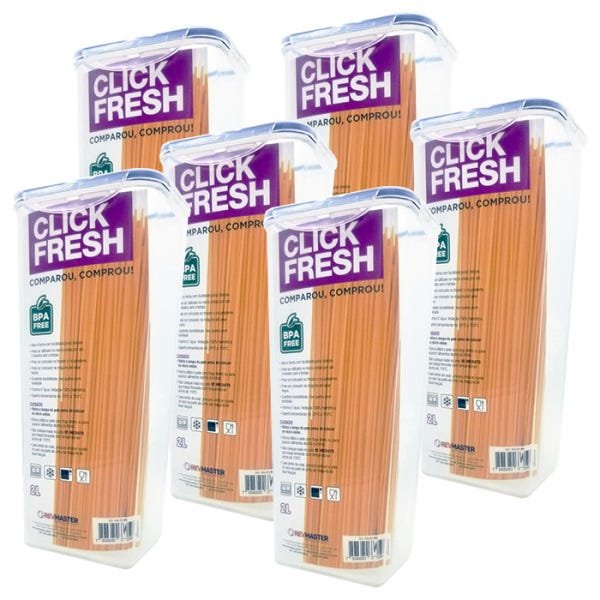 Kit com 6 potes herméticos 2L para macarrão ou mantimentos - 1