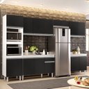 Ver imagem 2 de Cozinha Modulada 6 Módulos Composição 8 Branco/Preto - Lumil Móveis
