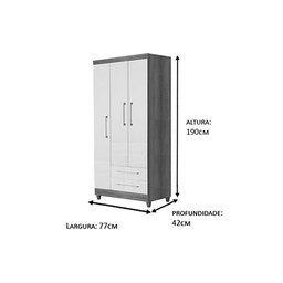 Roupeiro 3 Portas Mel Paris Rud Rack - 3