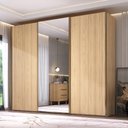Ver imagem 1 de Guarda Roupa Casal 2,74m 3 Portas de Correr com Espelho Cor:olmo