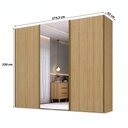 Ver imagem 3 de Guarda Roupa Casal 2,74m 3 Portas de Correr com Espelho Cor:olmo