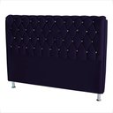 Ver imagem 2 de Cabeceira de Cama Box Londres Casal 140 Cm Suede Botão de Strass Azul Marinho do Lar Móveis e