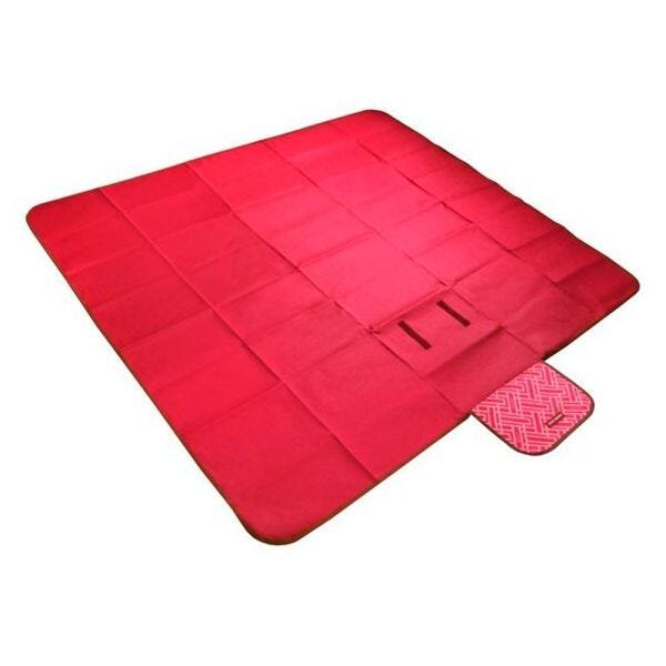 Kit Piquenique Cesto Térmico + Bolsa Térmica + Tapete Impermeável - Vermelho - 4