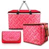 Kit Piquenique Cesto Térmico + Bolsa Térmica + Tapete Impermeável - Vermelho - 1