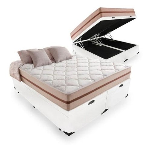 Cama Box Baú com Colchão Anjos Molas Ensacadas Queen Branco