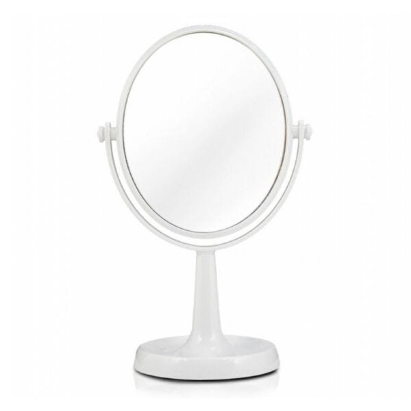 Espelho Redondo de Mesa Giratório Dupla Face 1X e 5X Aumento 2 Cores Disponíveis - Branco - 1