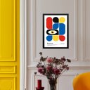 Ver imagem 1 de Quadro Bauhaus Multicolor - Abstrato Gráfico Olho 33x24cm - com Vidro:moldura Branca