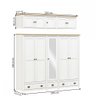 Guarda-roupa Casal Poseidon 10 Portas 3 Gavetas Madeira Maciça com Maleiro e Espelho Branco/carvalho - 4
