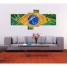 Quadro decorativo bandeira nacional abstrato com 4 peças verde amarelo azul branco - 3