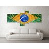 Quadro decorativo bandeira nacional abstrato com 4 peças verde amarelo azul branco - 2