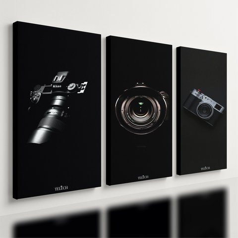 Kit 3 Quadro Decorativo Estúdio Fotografia Câmera Fotógrafo 28x20
