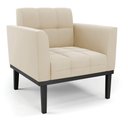 Ver mais imagens de Sofá Namoradeira e 2 Poltronas Base de Madeira Preto Elisa Suede D03 - D'Rossi Cor Bege
