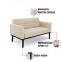 Ver imagem 3 de Sofá Namoradeira e 2 Poltronas Base de Madeira Preto Elisa Suede D03 - D'Rossi Cor Bege