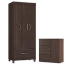 Ver imagem 1 de Guarda Roupa Solteiro Prince com Cômoda Montevidéu Café Touch - Demóbile