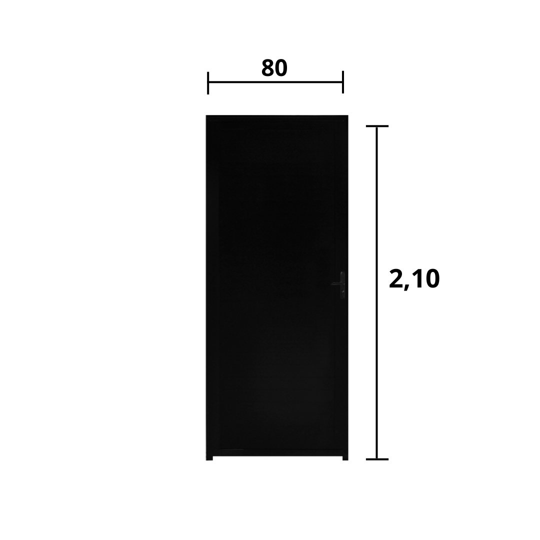 Porta Lambril Com Fechadura Alumínio Preto 2.10 x 0.80 Lado Esquerdo - Hale - 3