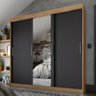 Guarda Roupas Casal com Espelho 3 Portas de Correr 2 Gavetas França Naturale/grafite - 1