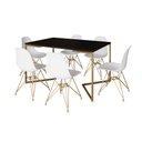 Ver imagem 2 de Mesa Jantar Industrial Retangular 137x90cm Preta Base V com 6 Cadeiras Eames Eiffel Brancas Base Dou