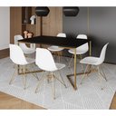 Ver imagem 1 de Mesa Jantar Industrial Retangular 137x90cm Preta Base V com 6 Cadeiras Eames Eiffel Brancas Base Dou