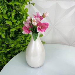 Vaso garrafa branco perolado moderno com arranjo floral - 3
