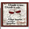 QUADRO PORTA ROLHAS DECORATIVO VINHO BRINDO A CASA BRINDO VIDA EM MADEIRA E VIDRO VINTAGE - 5