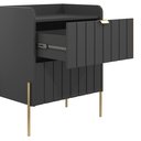 Ver mais imagens de Mesa de Cabeceira Moriah 45cm Grafite com 2 Gavetas MDF Industrial Pés e Puxadores em Ferro Dourado