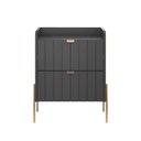 Ver imagem 5 de Mesa de Cabeceira Moriah 45cm MDF com 2 Gavetas Estilo Industrial Pés e Puxadores de Ferro
