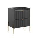 Ver imagem 7 de Mesa de Cabeceira Moriah 45cm Grafite com 2 Gavetas MDF Industrial Pés e Puxadores em Ferro Dourado