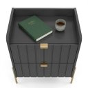 Ver imagem 6 de Mesa de Cabeceira Moriah 45cm Grafite com 2 Gavetas MDF Industrial Pés e Puxadores em Ferro Dourado