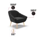 Ver imagem 6 de Kit 01 Namoradeira 02 Lugares e 02 Poltronas Giovana Suede Pés Palito Natural - D’Rossi - Preto