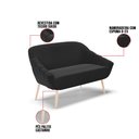 Ver imagem 5 de Kit 01 Namoradeira 02 Lugares e 02 Poltronas Giovana Suede Pés Palito Natural - D’Rossi - Preto