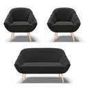 Ver imagem 1 de Kit 01 Namoradeira 02 Lugares e 02 Poltronas Giovana Suede Pés Palito Natural - D’Rossi - Preto