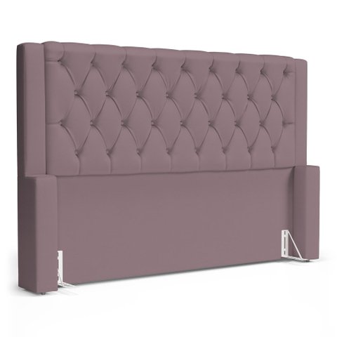 Cabeceira Atena para Cama Box Casal Padrão 140cm Capitonê com Frame Veludo Rosê - Desk Design
