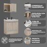 Kit Gabinete Banheiro Fox 60cm Madeirado Inteiro (gabinete + Cuba + Espelheira) - 6