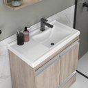 Ver imagem 2 de Kit Gabinete Banheiro Fox 60cm Madeirado Inteiro (gabinete + Cuba + Espelheira)