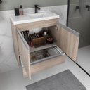 Ver imagem 5 de Kit Gabinete Banheiro Fox 60cm Madeirado Inteiro (gabinete + Cuba + Espelheira)