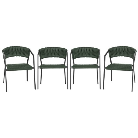 4 Cadeiras Atenas Tricô Náutico e Alumínio com Proteção Uv para Varanda, Cozinha, Área, Jardim - Pin
