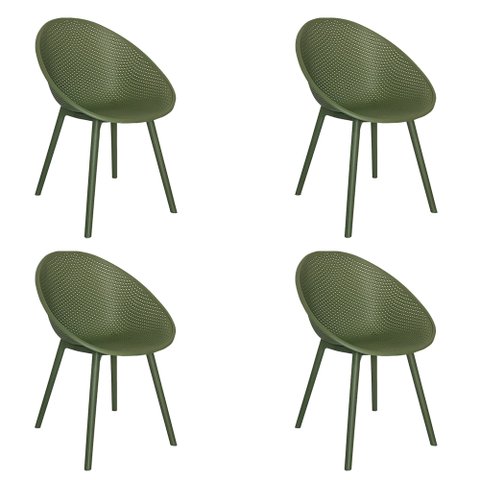 Kit 4 Cadeiras Área Externa de Pp Marina com Base Desmontável Verde G56 - Gran Belo